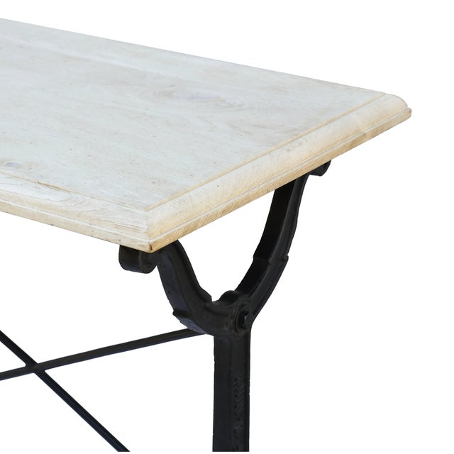 Matthew Izzo Home Avignon Lightly Distressed Whitewashed Oak and Cast Iron Bistro Table - Rectangular For Sale - Image 4 of 9