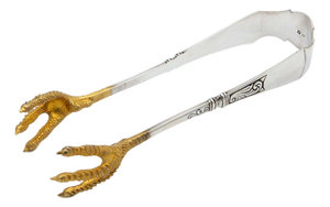 Silver Salad Tongs with Gold Claws