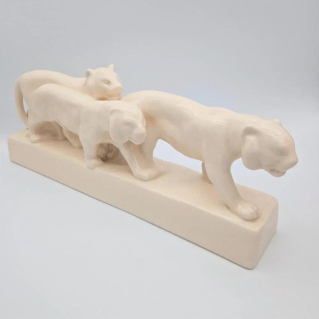 Ceramic Large Art Deco Lion Figurine, 1930s For Sale - Image 7 of 8