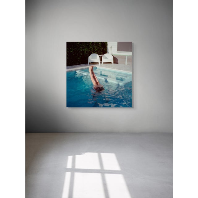 Metal No Running on the Pool Deck by Mark Forbes – Modern Poolside Scene | Framed & Ready to Hang For Sale - Image 7 of 8