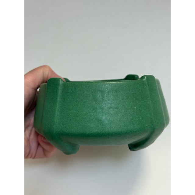 Ceramic Early 20th C. Weller Matte Green Buttress-Footed Arts & Crafts Pottery Vessel For Sale - Image 7 of 9
