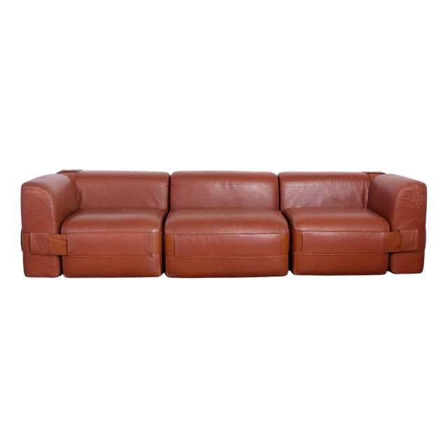 Leather Model 932 Modular Sofa by Mario Bellini for Cassina, 1960s, Set of 3 For Sale