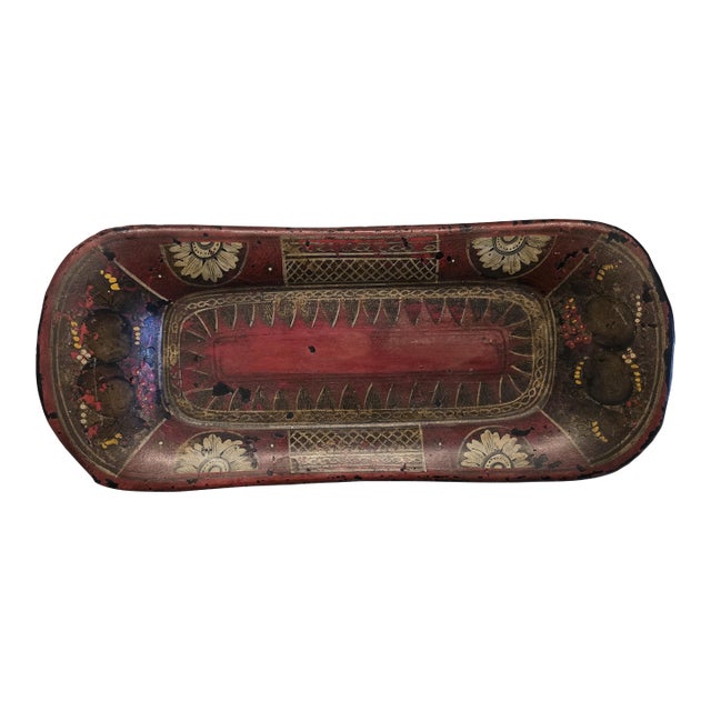 Antique English Papier-Mâché Tole Tray For Sale