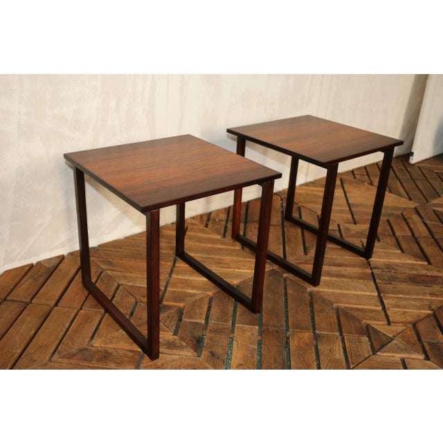 Mid-Century Modern Pair of Vintage Rosewood Side Tables by Kai Kristiansen, Denmark, 1960s For Sale - Image 3 of 18