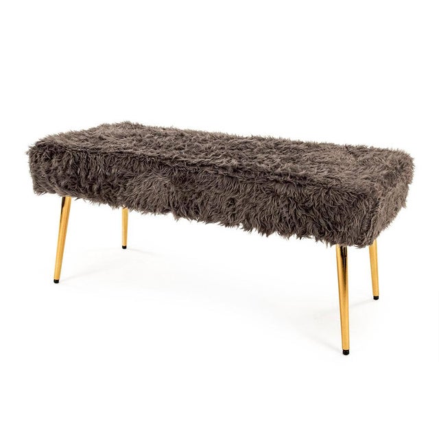 This Zentique glam bench features a plush slate grey faux fur top on splayed metallic gold pin legs. At 39.5" wide and 17"...