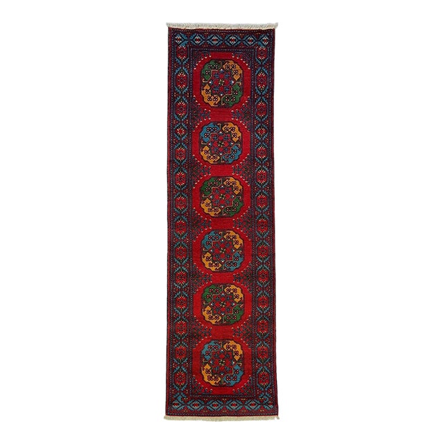 Red Philpa Tribal Wool Runner Rug With Geometric Medallions, 2'7" X 9'11" For Sale
