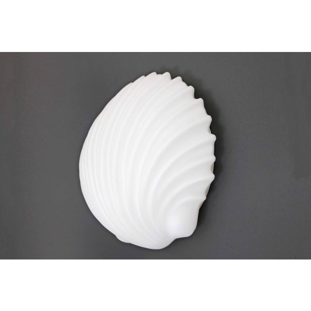 Mid-Century Modern Large Shell Wall Lamp in Opal Glass from Glashütte Limburg, 1970s For Sale - Image 3 of 11