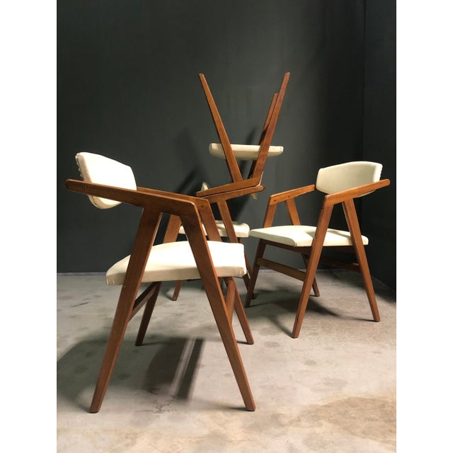 Cream Vintage Italian Dining Chairs, 1950s, Set of 4 For Sale - Image 8 of 8