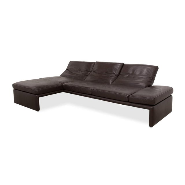 Raoul Leather Corner Sofa and Ottoman in Brown with Manual Function by Koinor, Set of 2 For Sale - Image 6 of 18