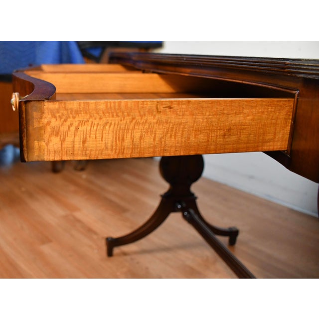 1930s English Regency Style Mahogany Lyre Base Drop-Leaf Sofa Table For Sale - Image 9 of 18