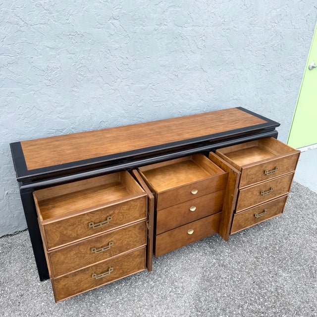 Black Vintage Chinoiserie Black and Burlwood Dresser by Centruy Furniture For Sale - Image 8 of 8