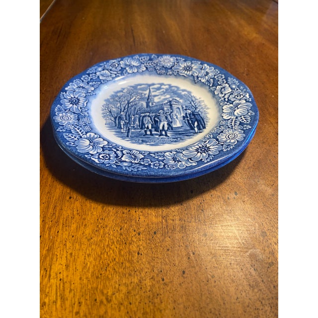 1980s Liberty Blue 7” Salad Plates Staffordshire - 2pc For Sale - Image 9 of 11