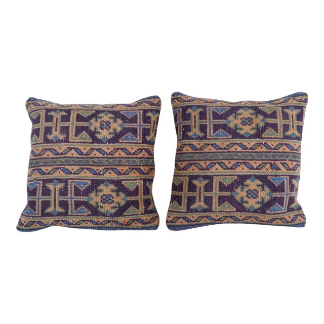 Turkish Oushak Rug Pillow Cover - A Pair For Sale