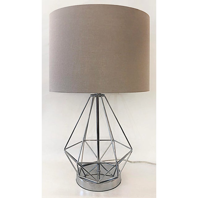Vintage Chrome Geometric Table Lamps, Usb Charging Port on Base-A Pair For Sale In Miami - Image 6 of 9