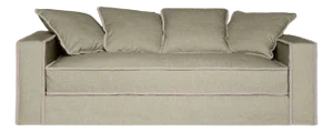 Rafaella Two-Seater Sofa in Beige Melange Linen with Light Grey Velvet Trim from Biosofa