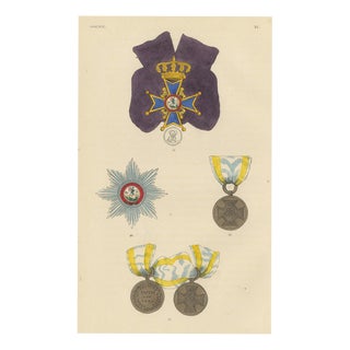 Plate Xl Hanover King's German Legion Medal Wood Engraving, 1844 For Sale