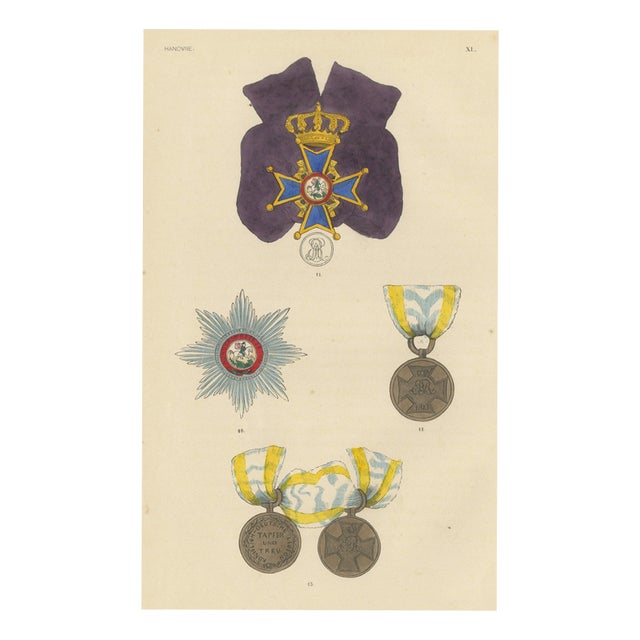 Plate Xl Hanover King's German Legion Medal Wood Engraving, 1844 For Sale