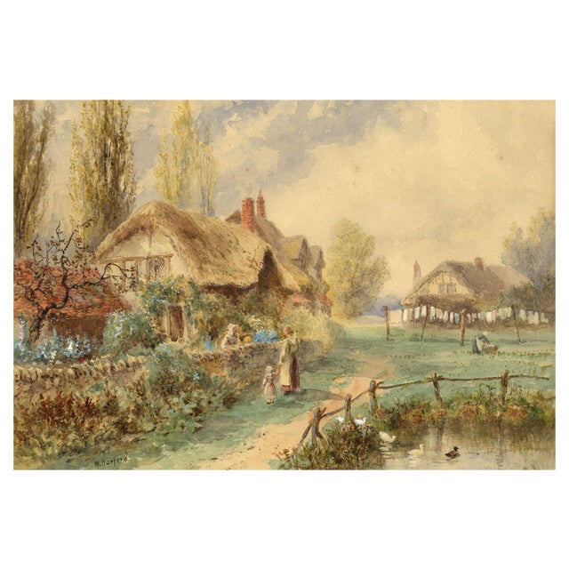 William Henry Harford, Thatched Cottage Scene, Early 20th Century, Watercolour For Sale