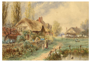 William Henry Harford, Thatched Cottage Scene, Early 20th Century, Watercolour