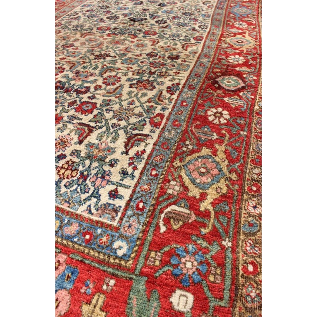 Antique Persian Bidjar Carpet With Ivory, Rose, Green, Blue 3'10"x6'0" For Sale In Atlanta - Image 6 of 7