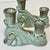 1950s Vintage Boho Chic Americana Arts & Crafts Frankoma Pottery Double Arm Candlestick Holders - A Pair For Sale - Image 6 of 18