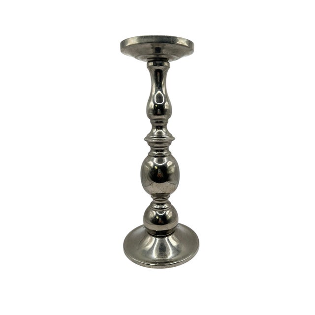 Vintage Towle Chrome-Plated Metal Candle Holders With Hurricane Glass Shades - A Set of 3 For Sale - Image 9 of 12