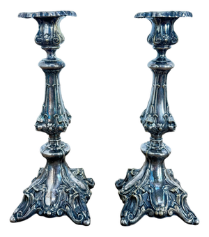 Art Nouveau Silver-Plated Candlesticks, 1890s, Set of 2