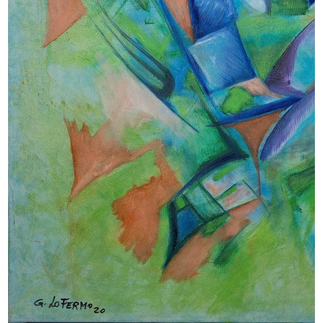 Giorgio Lo Fermo, Green Reticulum, Original Oil on Canvas, 2020 For Sale - Image 4 of 4