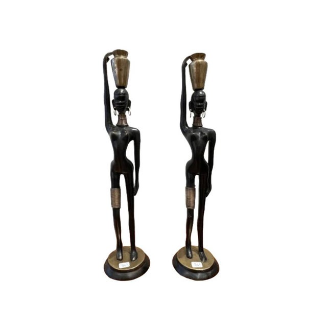 Water Carriers Statuettes attributed to Karl Hagenauer, 1970s, Set of 2 For Sale - Image 12 of 12