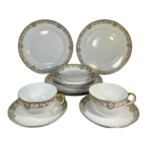 Early 20th Century Noritake Nippon-Portland Pattern Dinnerware Set, Japan- 12 Pieces