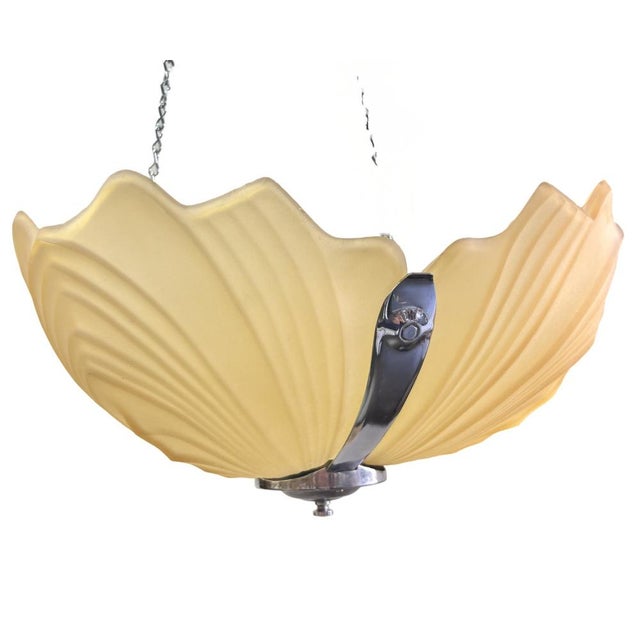 We are delighted to offer you this wonderful Art Deco trio of lights. This set consists of a pair of large crocus shaped,...