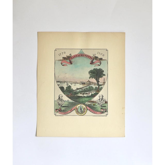 Antique Hand-Tinted Crests of the 13 Original American Colonies For Sale - Image 9 of 13