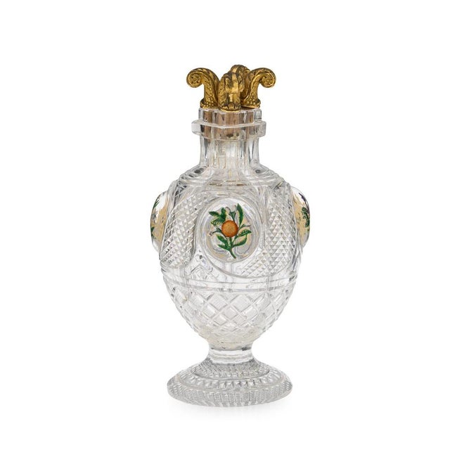 Antique French Four Chamber Divided Enamel and Ormolu Scent Bottle from Baccarat, 1830 For Sale - Image 3 of 18