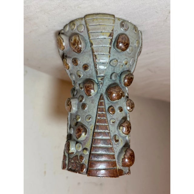 1970s Vintage 25 Handmade Hobnail Pottery Chalice Goblet Brutalist Sculpture Vase For Sale - Image 5 of 14