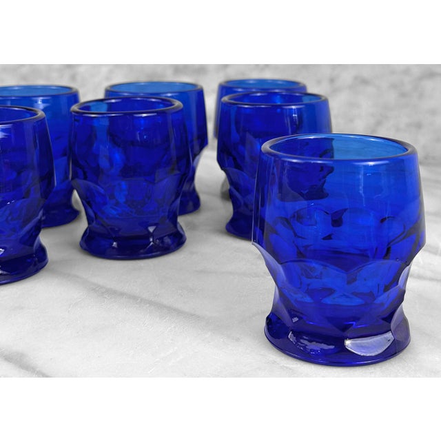 Mid-Century Viking Georgian Cobalt Blue Glass Shot Glasses - Set of 8 For Sale - Image 6 of 6