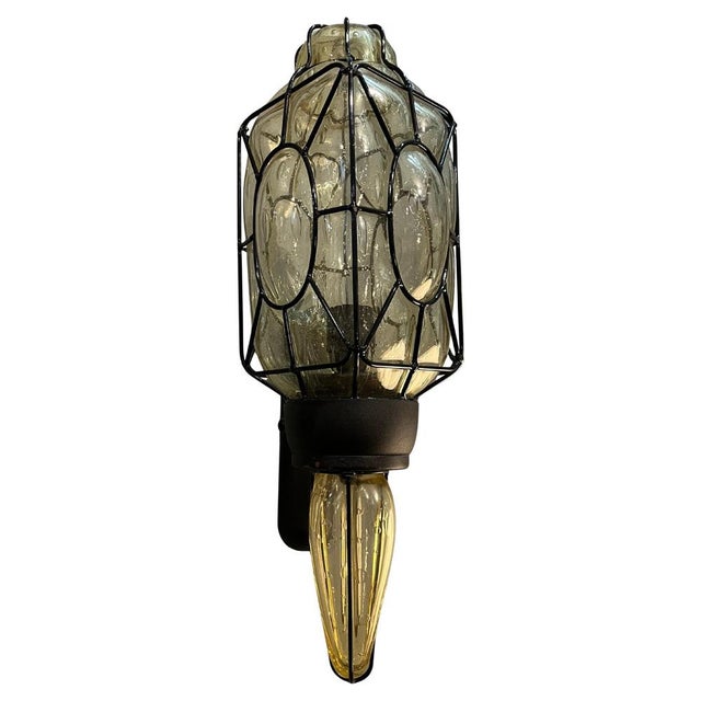Clear Murano Glass Wall Light with Black Metal Frame, Italy, 1980s For Sale - Image 10 of 10