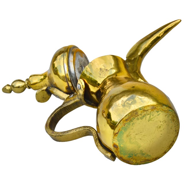 Gold Mid 20th Century Handmade & Detailed Moorish Brass Coffee Pot Accent For Sale - Image 8 of 10