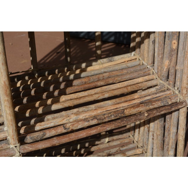 Vintage Rustic Twig Wood & Rawhide Arched Wall or Floor Shelf Shelving For Sale - Image 9 of 14