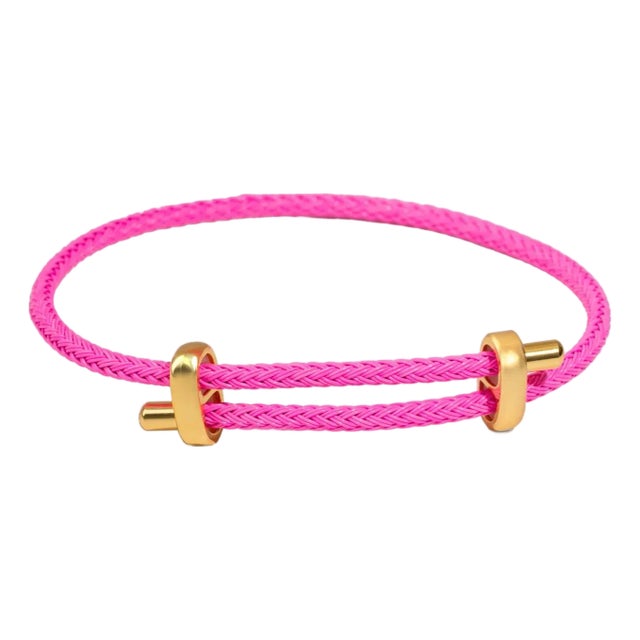 Neon Pink Glow Adjustable Gold Rope Bracelet For Sale