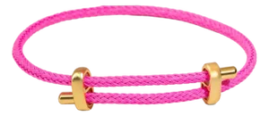 Neon Pink Glow Adjustable Gold Rope Bracelet