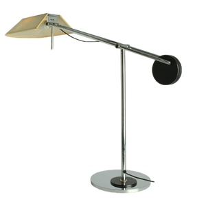 Swiss Minimalist Black and Chrome Counter Balance Table Lamp, 1970s