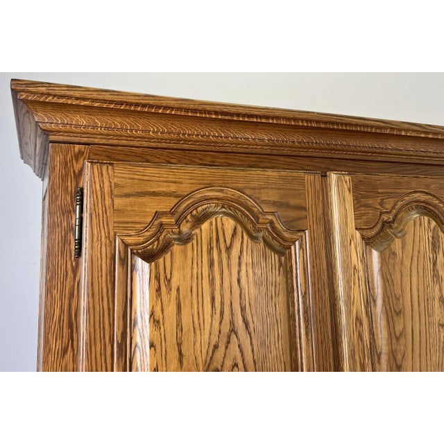 Vintage French Style Carved Oak 4-Door Armoire For Sale - Image 3 of 12