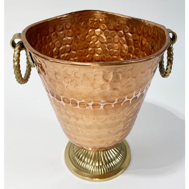 Vintage Hammered Copper and Brass Champagne Bucket For Sale - Image 4 of 10