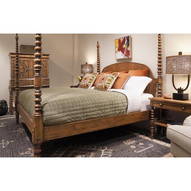 American Colonial Turned-Post Four-Poster Queen Bed For Sale - Image 3 of 5