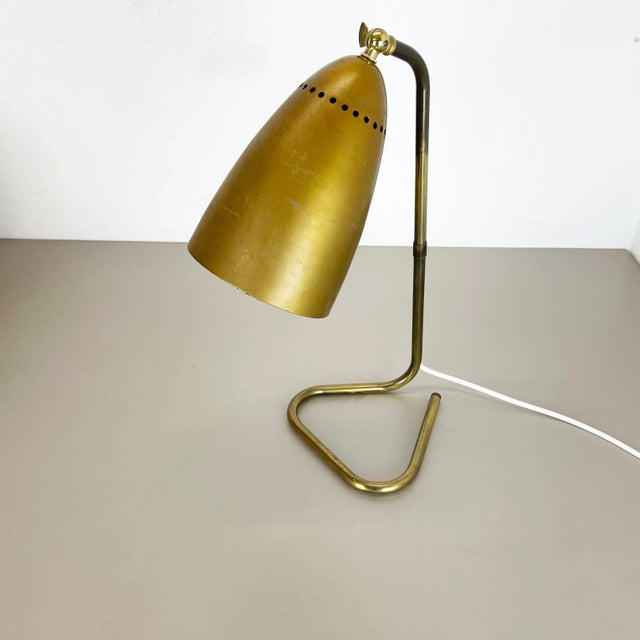 Contemporary Hollywood Regency Austrian Brass Table Light in the Style of Kalmar, 1950s For Sale - Image 3 of 18