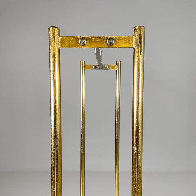 Metal Italian Modern Metal Coat Racks in Gold and Silver Finish with Casters, 1980s, Set of 3 For Sale - Image 7 of 18