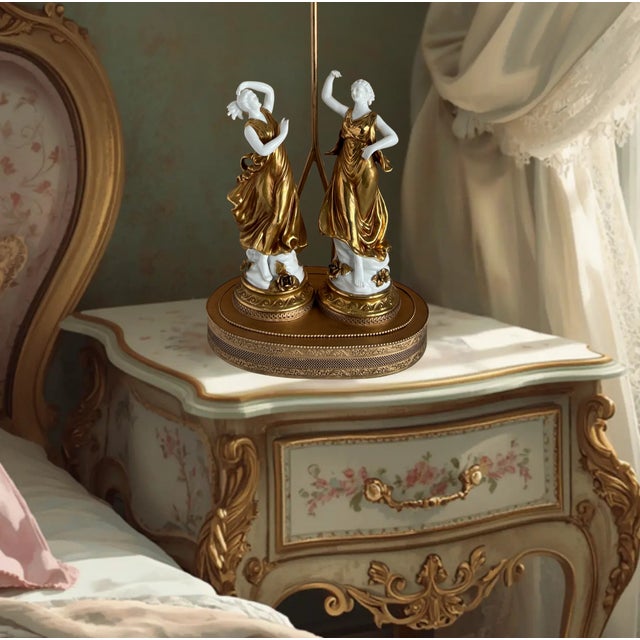 Italian Neoclassical Capodimonte-Style Figural Porcelain Table Lamp "Dancing Muses" For Sale - Image 11 of 18