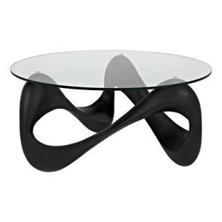NOIR Orion Coffee Table, Black Resin Cement with Glass For Sale