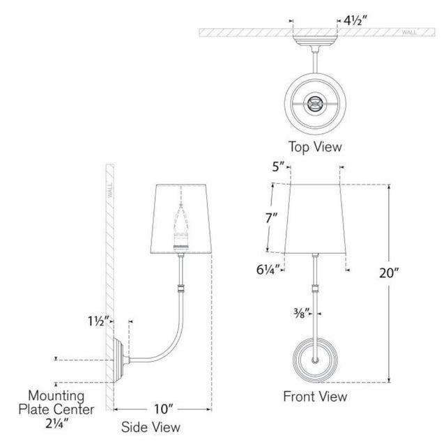 Metal Suzanne Kasler for Visual Comfort Signature Wyatt 20" Sconce in Bronze with Linen Shade For Sale - Image 7 of 8