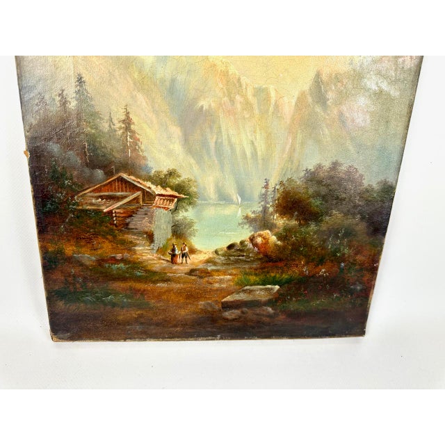 German School Artist, Mountain Landscape, Oil on Canvas, 19th Century For Sale - Image 7 of 8